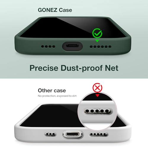 GONEZ for iPhone 14 Pro Max Case Silicone, with 2X Screen Protector + 2X Camera Lens Protector, Full Body Protective Cover, Liquid Silicone Shockproof iPhone 14 ProMax Case 6.7", Dark Green
