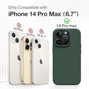 GONEZ for iPhone 14 Pro Max Case Silicone, with 2X Screen Protector + 2X Camera Lens Protector, Full Body Protective Cover, Liquid Silicone Shockproof iPhone 14 ProMax Case 6.7", Dark Green