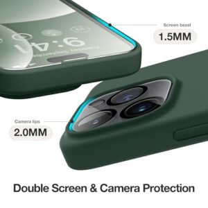 GONEZ for iPhone 14 Pro Max Case Silicone, with 2X Screen Protector + 2X Camera Lens Protector, Full Body Protective Cover, Liquid Silicone Shockproof iPhone 14 ProMax Case 6.7", Dark Green