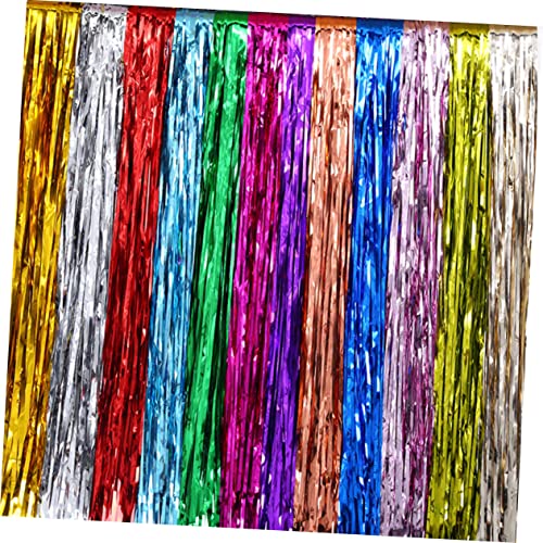 VOSAREA 1 Pack 2 Sets Gold foil Curtain Tassel Curtains Fringe Curtain Tassel Trim Party Curtain Tassel Metallic Tinsel Backdrop rain Curtain Tassel Backdrop Curtain Wedding Metallic line