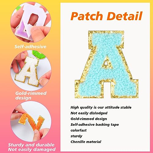 26 Pieces Self Adhesive Chenille Letter Patches Glitter Chenille Letter Patches Chenille Initial Patches for DIY Mobile Phone Clothing Backpack Bag Jackets Jeans (Pink)