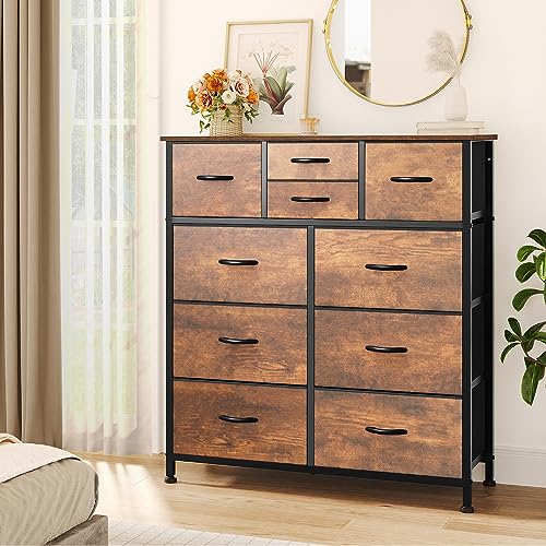 YITAHOME 10 Drawer Dresser, Dresser for Bedroom, Fabric Storage Dresser, Chest of Drawers for Living Room, Hallway, Closets & Nursery - Sturdy Steel Frame, Wooden Top & Easy Pull Fabric Bins