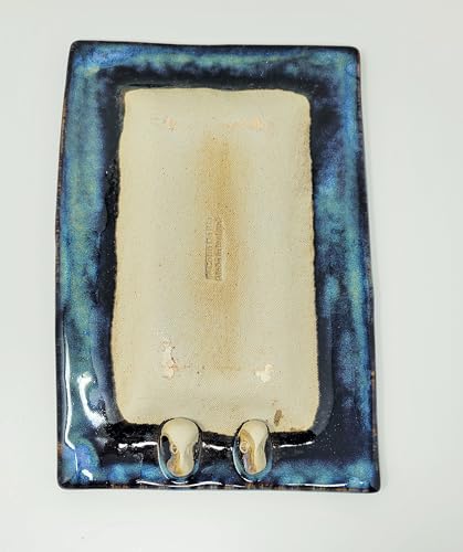 Colm De Ris Ceramic Rectangular Pottery Dish Dinner Plate Blue Kitchenware Housewarming Gift Birthday Present