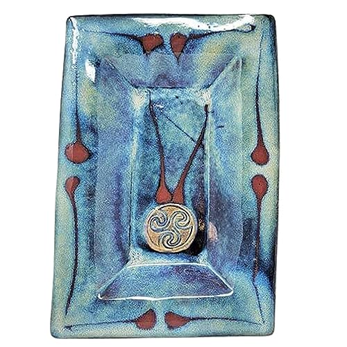 Colm De Ris Ceramic Rectangular Pottery Dish Dinner Plate Blue Kitchenware Housewarming Gift Birthday Present