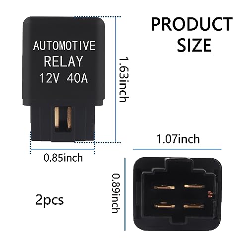 2PCS Automotive Relay for Air Conditioning,4 Pin 12V Relay with Waterproof Design,Universal Cooling Fan Relay for SUV Truck Car Accessories Replacement