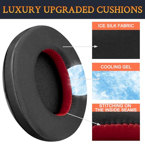 SOULWIT Cooling Gel Replacement Earpads for HyperX Cloud 1/I/2/II/3/III/Pro/Core/Alpha/Alpha S/Flight/Stinger/Mix/CloudX/CloudX Chat, Ear Pads Cushions with Softer High-Density Foam