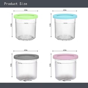 EVANEM 2/4/6PCS Creami Pint Containers, for Ninja Ice Cream Maker Cups,16 OZ Ice Cream Pints Cup Safe and Leak Proof Compatible with NC299AMZ,NC300s Series Ice Cream Makers,Pink+Blue-4PCS