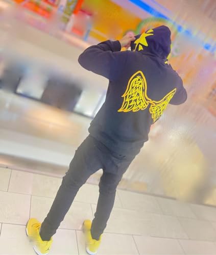 Sunwittafy Y2k Hoodie Men Women Star Zip Up Hoodie Letter Print Harajuku Oversized Sweatshirt Grunge Jacket Streetwear D-yellow
