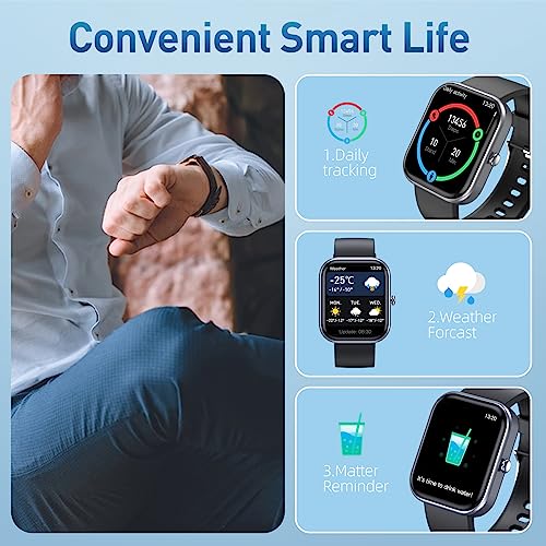 Smart Watch (Answer/Make Call), 2-Inch Fitness Tracker 100+ Sports Modes, Smart Watches for Men Women IP67 Waterproof, Smartwacth with Step Sleep Calories Monitoring Pedometer for iOS Android Phones