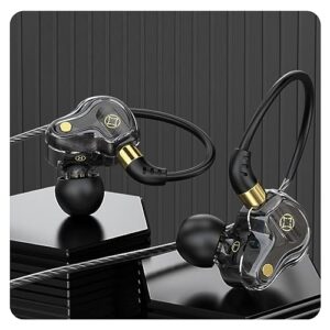 swlifl wired earbuds in-ear headphones with microphone volume control dual dynamic coil bass noise canceling 3.5mm jack tangle-free cord noise isolating earphones black
