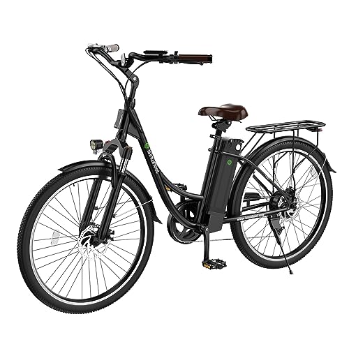 isinwheel Electric Bike U2, 26" Electric Cruiser Bike 350W Ebike, 20MPH Electric Bike for Adults, Professional 7 Speed E-Bike, Electric City Commuter Bicycle (Black)