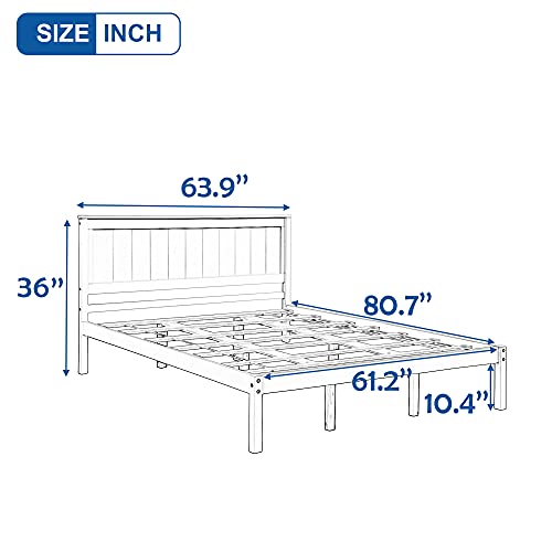 KoiHome Queen Wood Platform Bed Frame with Headboard, Modern Bed Frame with Solid Wood Slat and Support Legs for Bedroom, Simple and Classic Design, No Box Spring Need, Espresso (Queen)