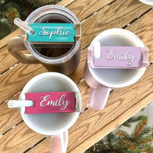 personalized stanley tumbler name plate, custom name tumbler id tag, stanley straw topper, stanley tumbler lid topper