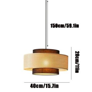 DZQWLL Rattan Pendant Light, Boho Ceiling Light Fixtures with Woven Basket Wicker Shade, Bamboo Light Fixture, Rattan Hanging Lamp Chandelier for Kitchen Living Room Dining Room Bedroom