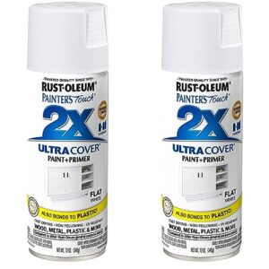 rust-oleum 249126 painter's touch 2x ultra cover spray paint, 12 oz, flat white (pack of 2)