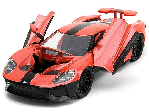 2017 GT Light Red Metallic with Black Stripe Pink Slips Series 1/24 Diecast Model Car by Jada 34657