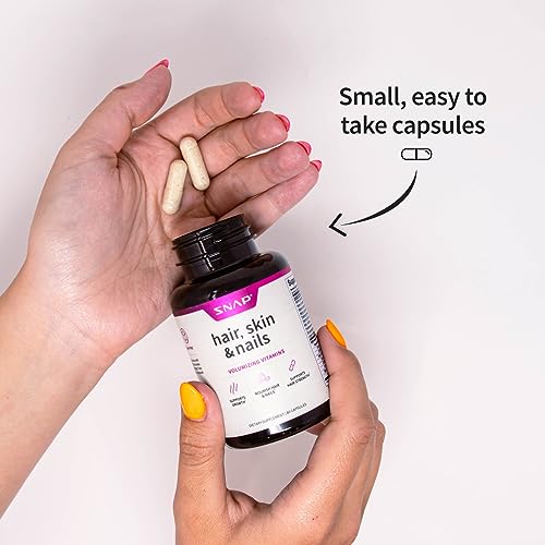 Snap Supplements Hair, Skin and Nails Vitamins, Support Hair Growth, Nourish Skin and Nails with Biotin, Collagen, Kelp, Bamboo and Other Vitamins, Radiant Skin, Strong Hair and Nails, 60 Capsules