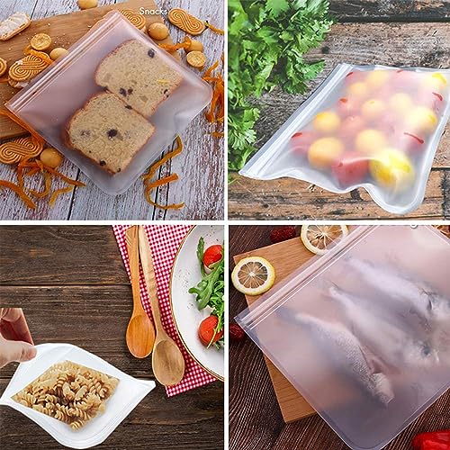 10 Pack silicone ziplock bags , reusable food storage bags,BPA-Free Freezer Bags (2 Reusable Gallon Bags + 6 Reusable Sandwich Bags + 2 Food Grade Snack Bags) Leakproof Reusable Lunch Bag for Salad Fruit