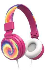 gabba goods kids safe sound adjustable, foldable 3.5mm wired over ear headphones with printed design