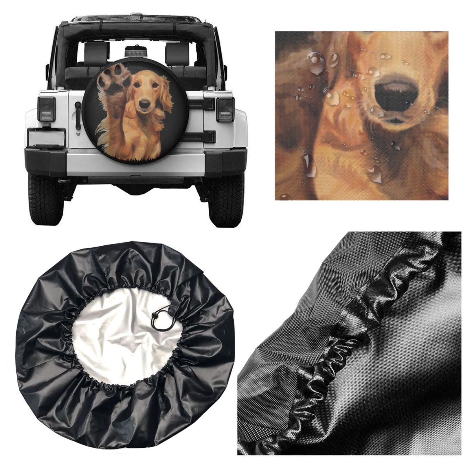 Golden Retriever High Five Tire Cover Universal Spare Wheel Covers Truck Trailer Accessories SUV RV Camper Protectors Weatherproof Dust-Proof 14 inch