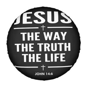 Jesus The Way The Truth The Life John 146 Christian Tire Cover Universal Spare Wheel Covers Truck Trailer Accessories SUV RV Camper Protectors Weatherproof Dust-Proof 14 inch