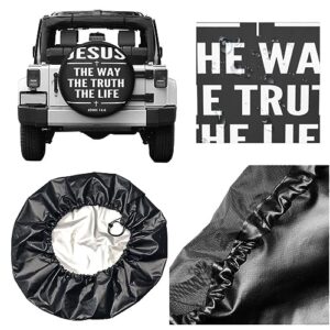 Jesus The Way The Truth The Life John 146 Christian Tire Cover Universal Spare Wheel Covers Truck Trailer Accessories SUV RV Camper Protectors Weatherproof Dust-Proof 14 inch