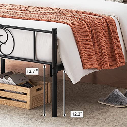 IDEALHOUSE Queen Bed Frame Platform with Headboard and Footboard Metal Bed Mattress Foundation with Storage, No Box Spring Needed, Easy Assembly, Black (Queen)