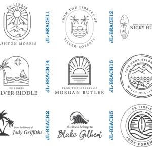 Personalized Library Book Stamp with Beach Theme - Custom Wooden Stamp, Perfect for Beach Lovers and Summer Reading - Add a Tropical Touch to Your Library Collection! (1 5/8” x 1 5/8”)