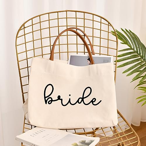 kifasyo Bride Tote Bag Bride to be Gifts for Bridal Shower, Engagement, Wedding, Bachelorette Party, Honeymoon, Beach, Travel