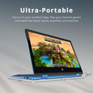 Gateway Newest 11.6” HD 2-in-1 Convertible Touchscreen Student Laptop, Intel Celeron N4020, 4GB RAM, 64GB SSD, Webcam, THX Audio, Wi-Fi, Mini HDMI, 1 Year Office 365, Blue, Win10, 32GB USB Card