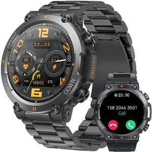 military smart watches for men make call 1.39" hd big screen fitness tracker rugged tactical smartwatch compatible with iphone samsung android phones heart rate sleep monitor sports watch