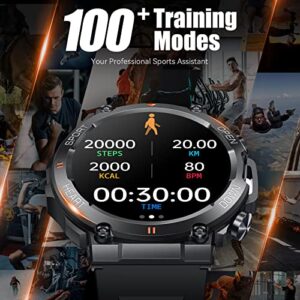 Military Smart Watches for Men Make Call 1.39" HD Big Screen Fitness Tracker Rugged Tactical Smartwatch Compatible with iPhone Samsung Android Phones Heart Rate Sleep Monitor Sports Watch