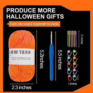 Halloween Yarn,Glow in the Dark Yarn for Crochet,Halloween-Specific Glow Yarn,Crafts Yarnfor Halloween Pumpkin Animals Candy Bag Case Halloween Crafts,Best Knitting Gifts for Halloween Decor. (Orange)