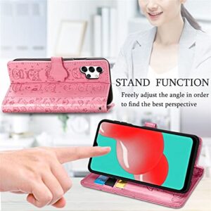 ONV Wallet Case for Oppo Realme 7 Pro - Adjustable Strap Sparkly Animal Leather Folio Cover Card Holder Anti-Shock Stand Magnet Flip Case for Oppo Realme 7 Pro [MG] -Pink