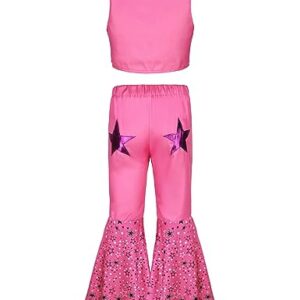 Girls Cowboy Costume Movie Pink 80s Cowgirl Kids Uniform Set with Scarf and Earrings ZF019S