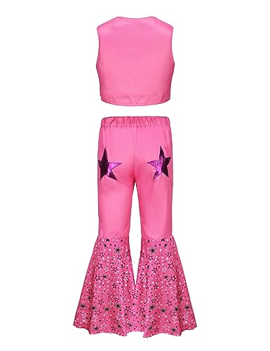 Girls Cowboy Costume Movie Pink 80s Cowgirl Kids Uniform Set with Scarf and Earrings ZF019S