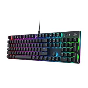 BLOOTH Mechanical Gaming Keyboard RGB Backlit 104 Keys, Red Switches Customizable Key with 12 LED RGB Color Modes, 7 Levels Brightness and Speed Adjustment, USB Wired for PC Gamers