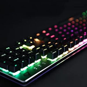 BLOOTH Mechanical Gaming Keyboard RGB Backlit 104 Keys, Red Switches Customizable Key with 12 LED RGB Color Modes, 7 Levels Brightness and Speed Adjustment, USB Wired for PC Gamers