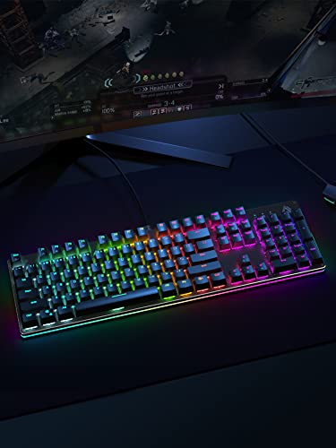 BLOOTH Mechanical Gaming Keyboard RGB Backlit 104 Keys, Red Switches Customizable Key with 12 LED RGB Color Modes, 7 Levels Brightness and Speed Adjustment, USB Wired for PC Gamers