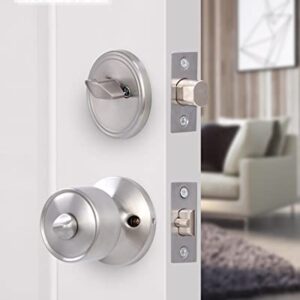 Lanwandeng 3 Sets Keyed Alike Entry Door Knobs and Single Cylinder Deadbolt Lock Combo Set Security for Entrance and Front Door, All Keyed Same Door Lock with Classic Satin Nickel Finish