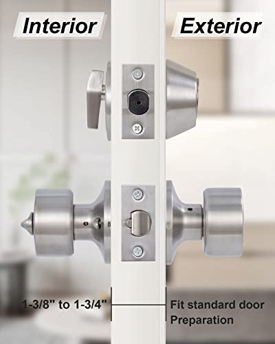 Lanwandeng 3 Sets Keyed Alike Entry Door Knobs and Single Cylinder Deadbolt Lock Combo Set Security for Entrance and Front Door, All Keyed Same Door Lock with Classic Satin Nickel Finish