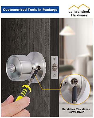 Lanwandeng 3 Sets Keyed Alike Entry Door Knobs and Single Cylinder Deadbolt Lock Combo Set Security for Entrance and Front Door, All Keyed Same Door Lock with Classic Satin Nickel Finish
