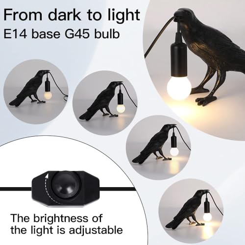 TERBBU Raven Decor Crow Lamp Bird Desk Lamp Creative Animal Styling Light Bedroom Bedside Wall Sconce lamp Light Decoration - Black Table lamp