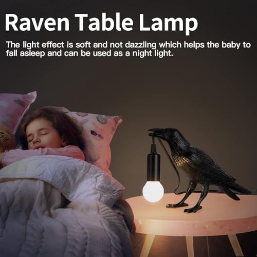 TERBBU Raven Decor Crow Lamp Bird Desk Lamp Creative Animal Styling Light Bedroom Bedside Wall Sconce lamp Light Decoration - Black Table lamp