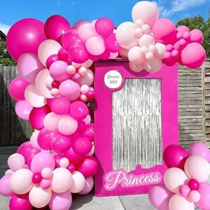hot pink princess balloons balloon garland arch kit birthday party supplies decorations, hot pink balloon garland arch kit, pink balloons decorations for birthday party