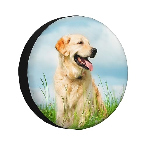 Cute Labrador Dog Spare Tire Cover for Camper Waterproof Sun Rain Tire Protectors Covers for Trailer Camper RV Truck SUV Fits Tire Diameter 14-17 in