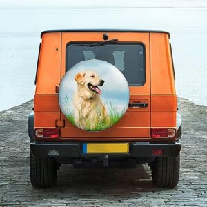 Cute Labrador Dog Spare Tire Cover for Camper Waterproof Sun Rain Tire Protectors Covers for Trailer Camper RV Truck SUV Fits Tire Diameter 14-17 in