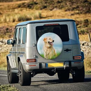 Cute Labrador Dog Spare Tire Cover for Camper Waterproof Sun Rain Tire Protectors Covers for Trailer Camper RV Truck SUV Fits Tire Diameter 14-17 in