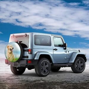 Cute Labrador Dog Spare Tire Cover for Camper Waterproof Sun Rain Tire Protectors Covers for Trailer Camper RV Truck SUV Fits Tire Diameter 14-17 in