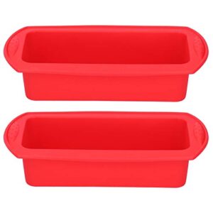 2pcs rectangle cake pan bread,nonstick baking,baking tool 2lb cake moulds accessory red,for homemade cake, bread, meatloaf and quiche